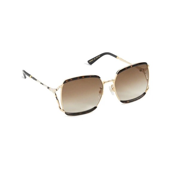 Gucci GUCII20250 Fork Square Sunglasses Havana/Brown Color Tortoiseshell Frame - Picture 1 of 8